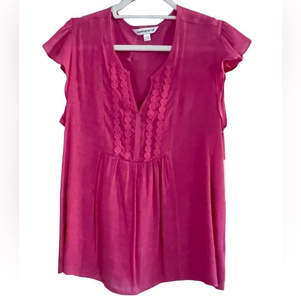Counterparts Strawberry Ruffled Blouse